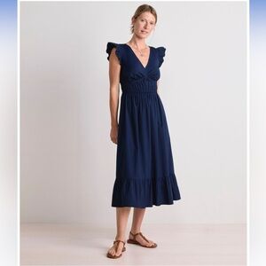 NWT Vineyard Vines Marina Flutter Sleeve Poplin Midi Dress